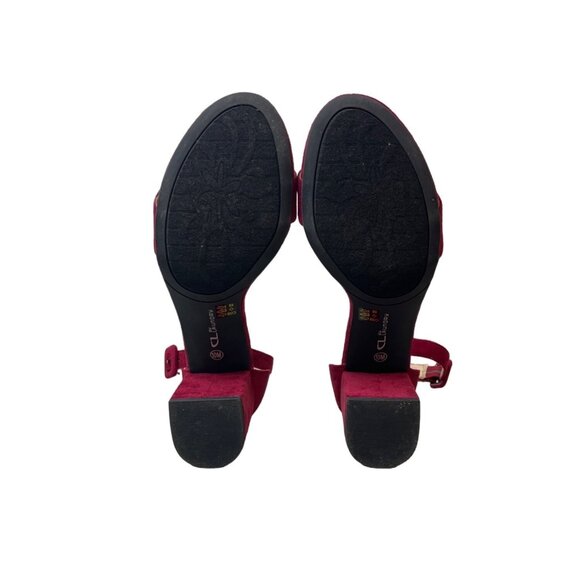 CL By Laundry Women's Ruby Red Super Suede Jody Wedge Heels Sz 10 - Picture 8 of 10